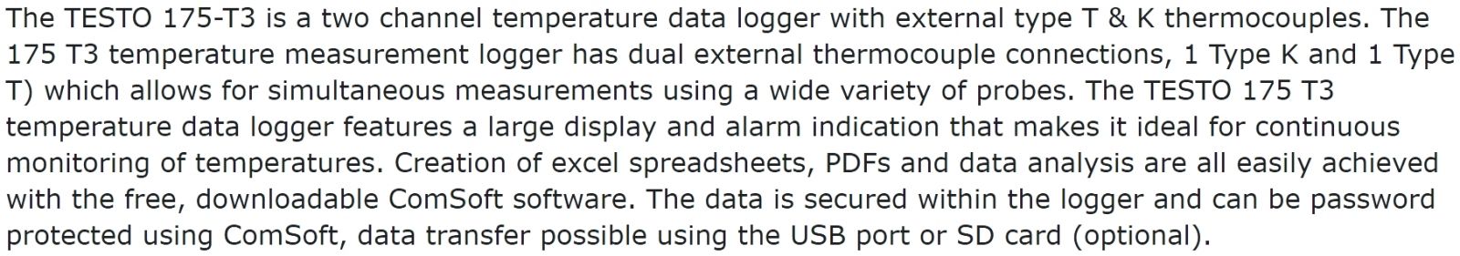 אוגר מתונים טמפרטורה TESTO 175-T3 DATA LOGGER TEXT